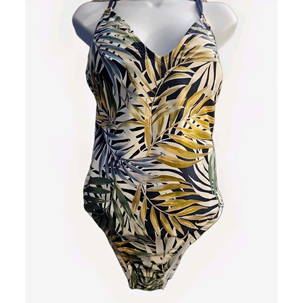 Hurley Scattered Palm One Piece Swimsuit XS Sporty Floral Tropical UPF 50+  NT34